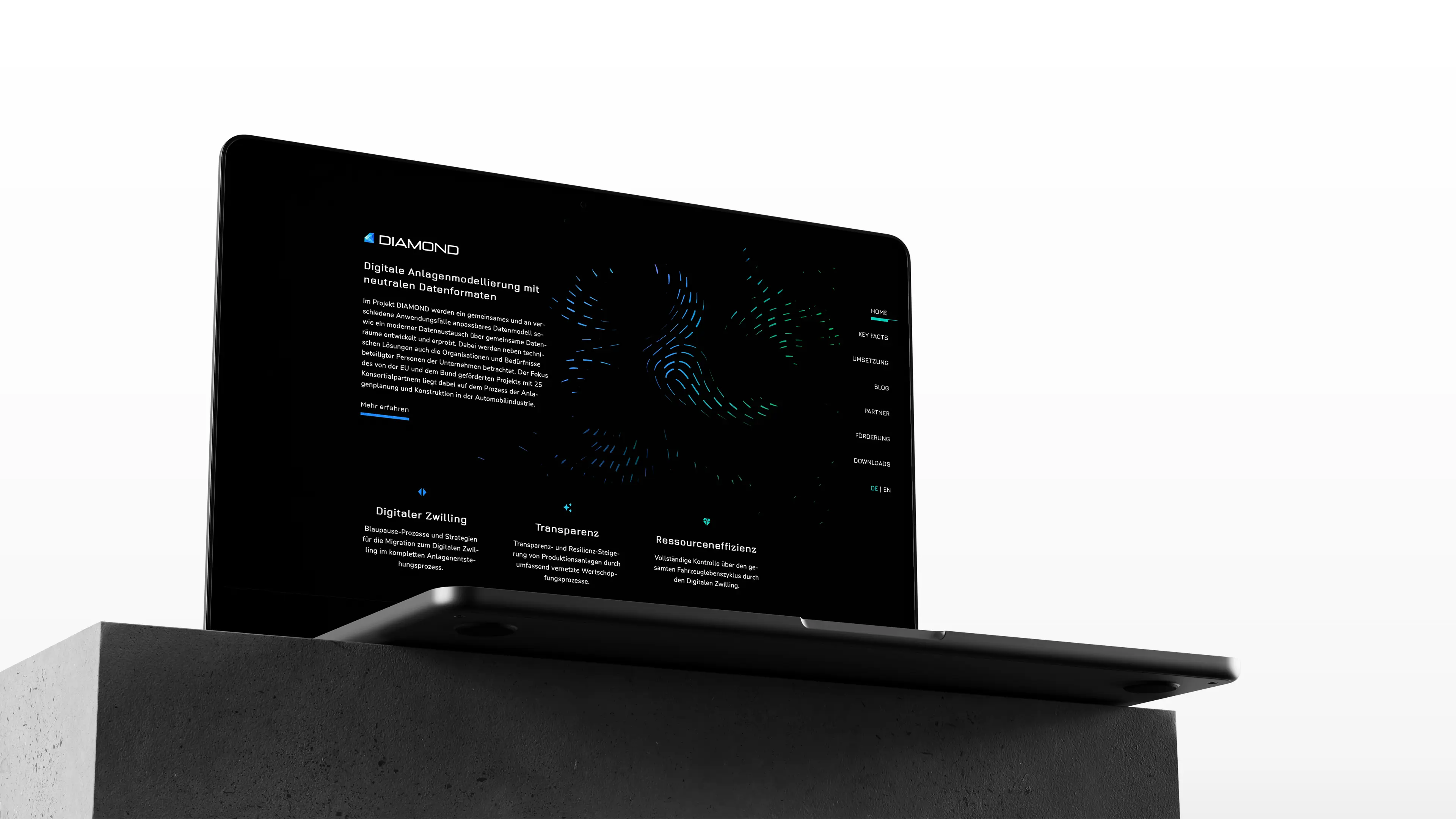 Abbildung: Landingpage der Website DIAMOND