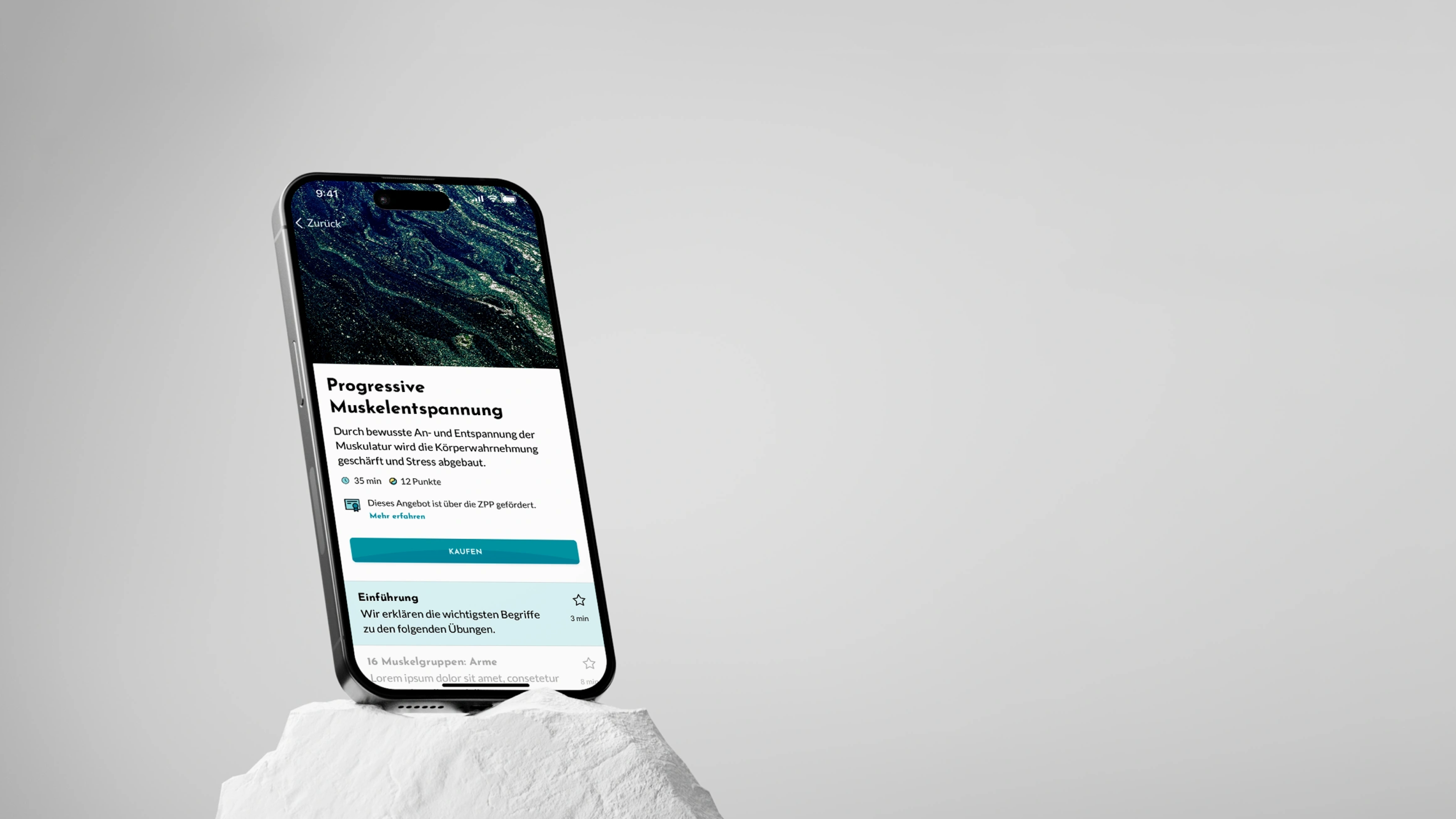 Abbildung: Easy-Well App Kursinhalte Progressive Muskelentspannung