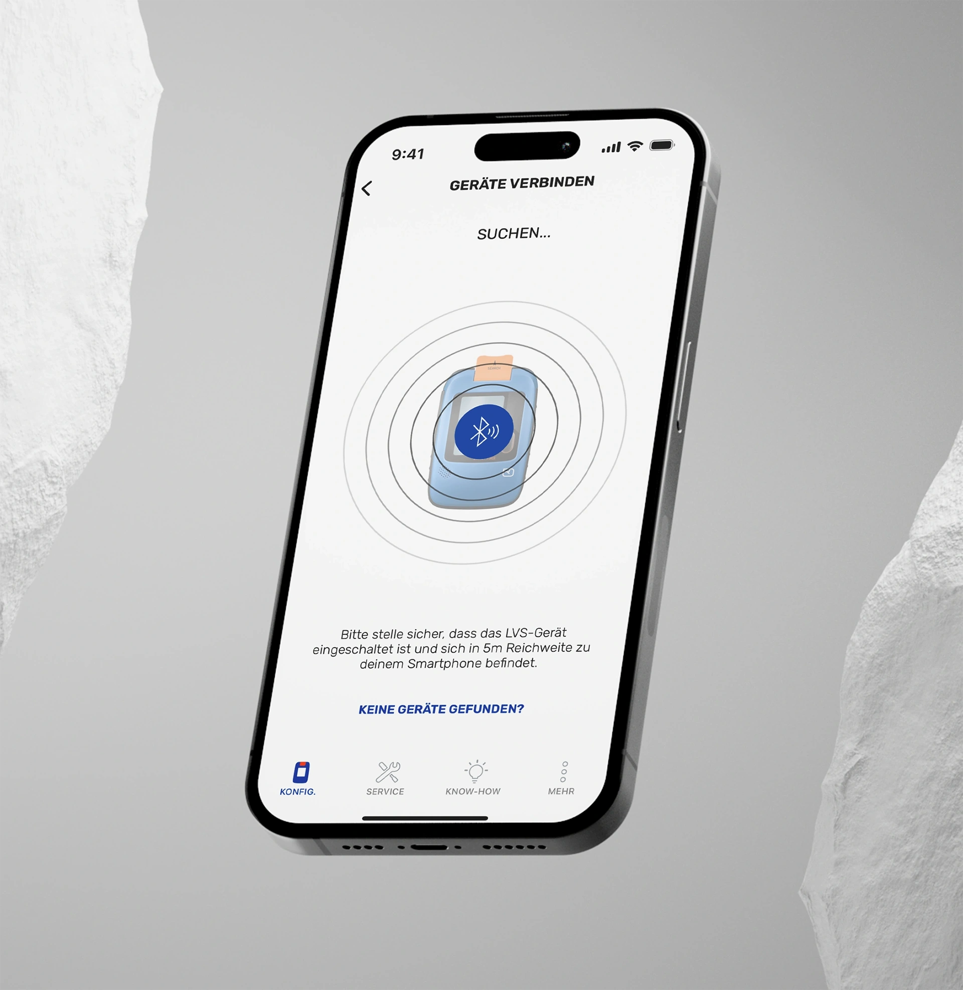 Abbildung: Smartphone zeigt Animation zum Verbinden eines LVS-Geräts