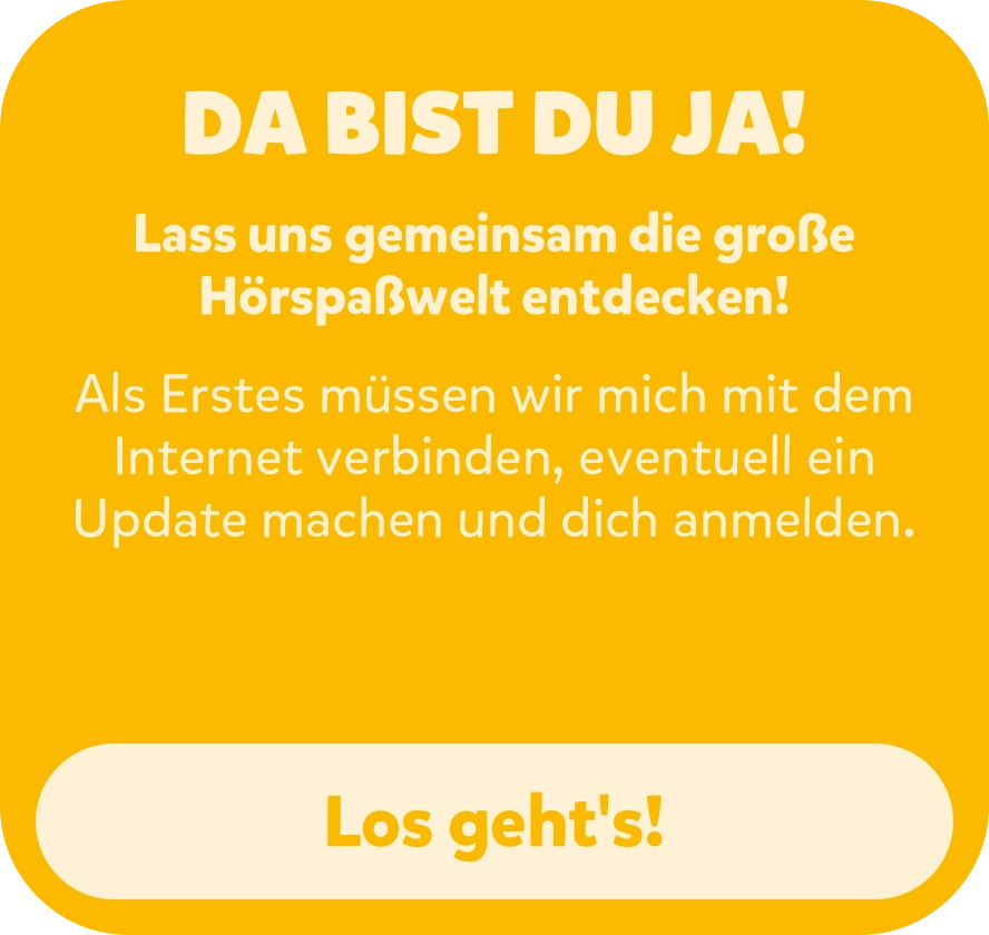Tigerbox-Mini-Screen mit Willkommensgruß.
