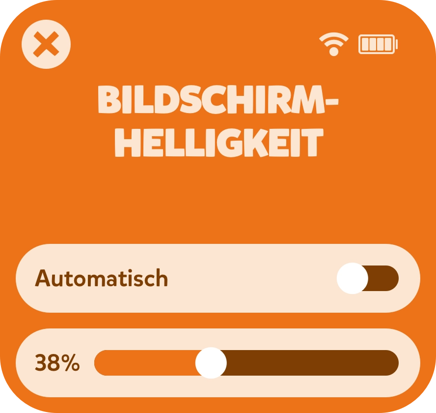 Tigerbox-Mini-Screen mit einem wachen, netten Tigergesicht.