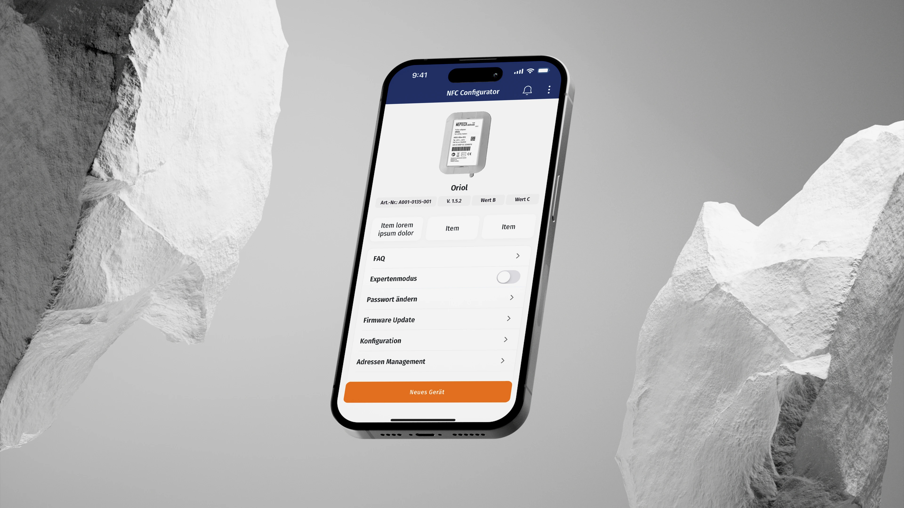 Abbildung: App Screenshot Konfiguration