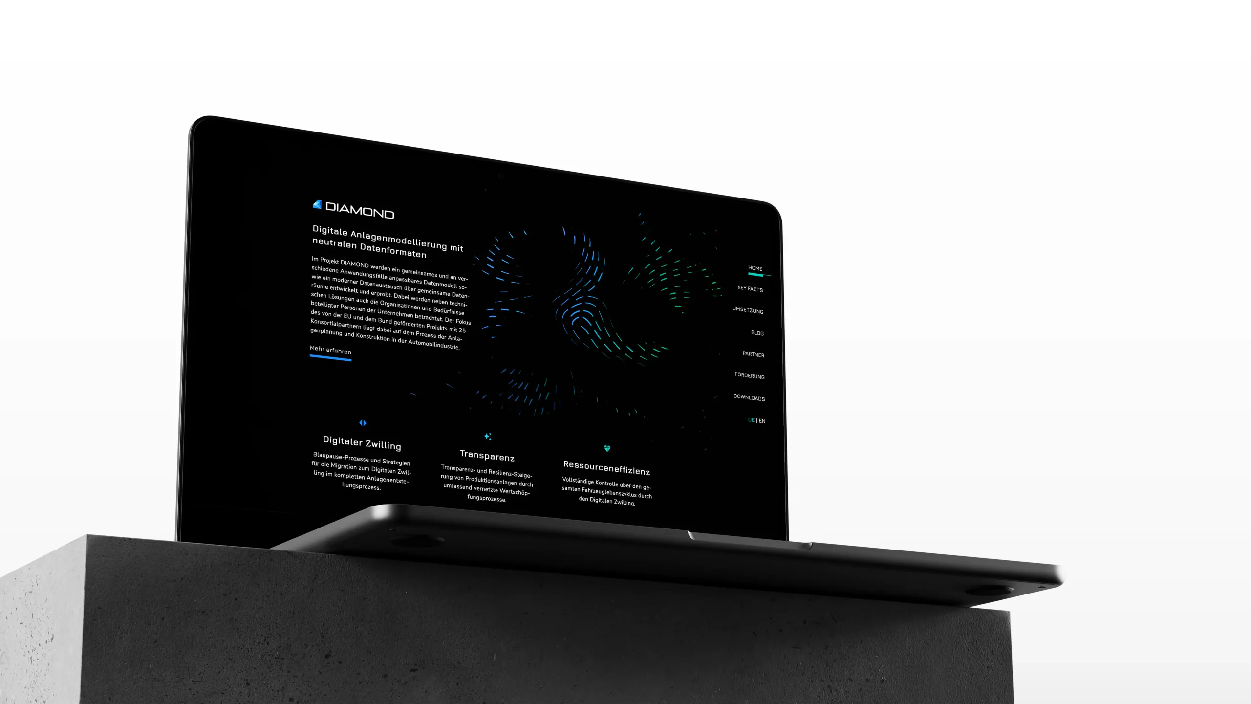 Abbildung: Landingpage der Website DIAMOND