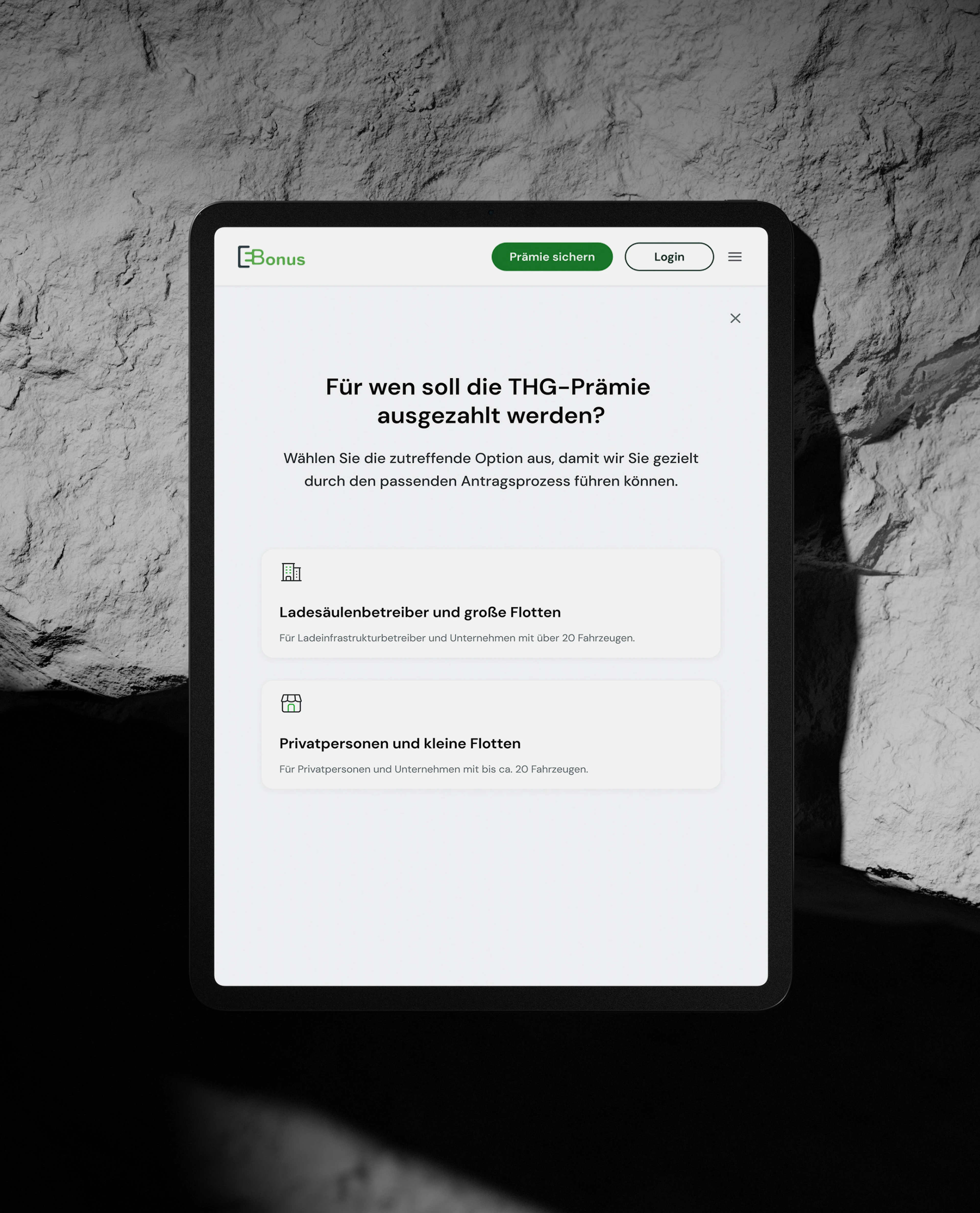 Routing-Auswahl in der Ebonus Plattform für Flotten und Privatkunden