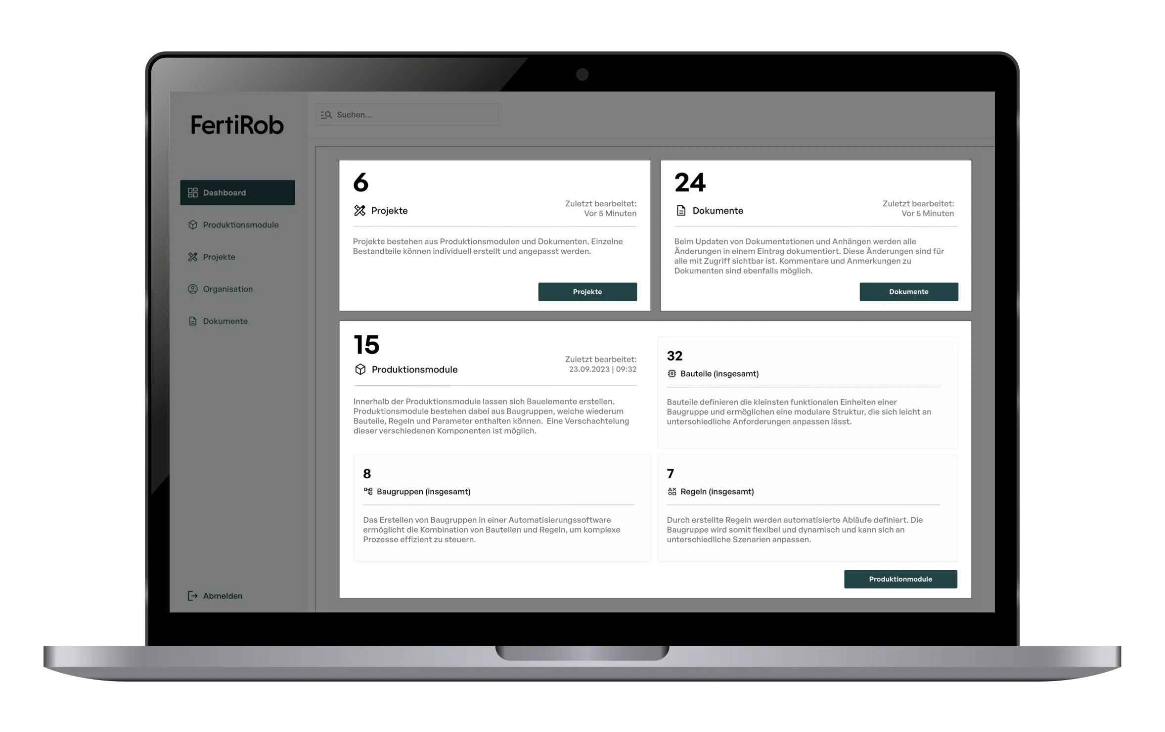 Abbildung: Fertirob Dashboard Module hervorgehoben