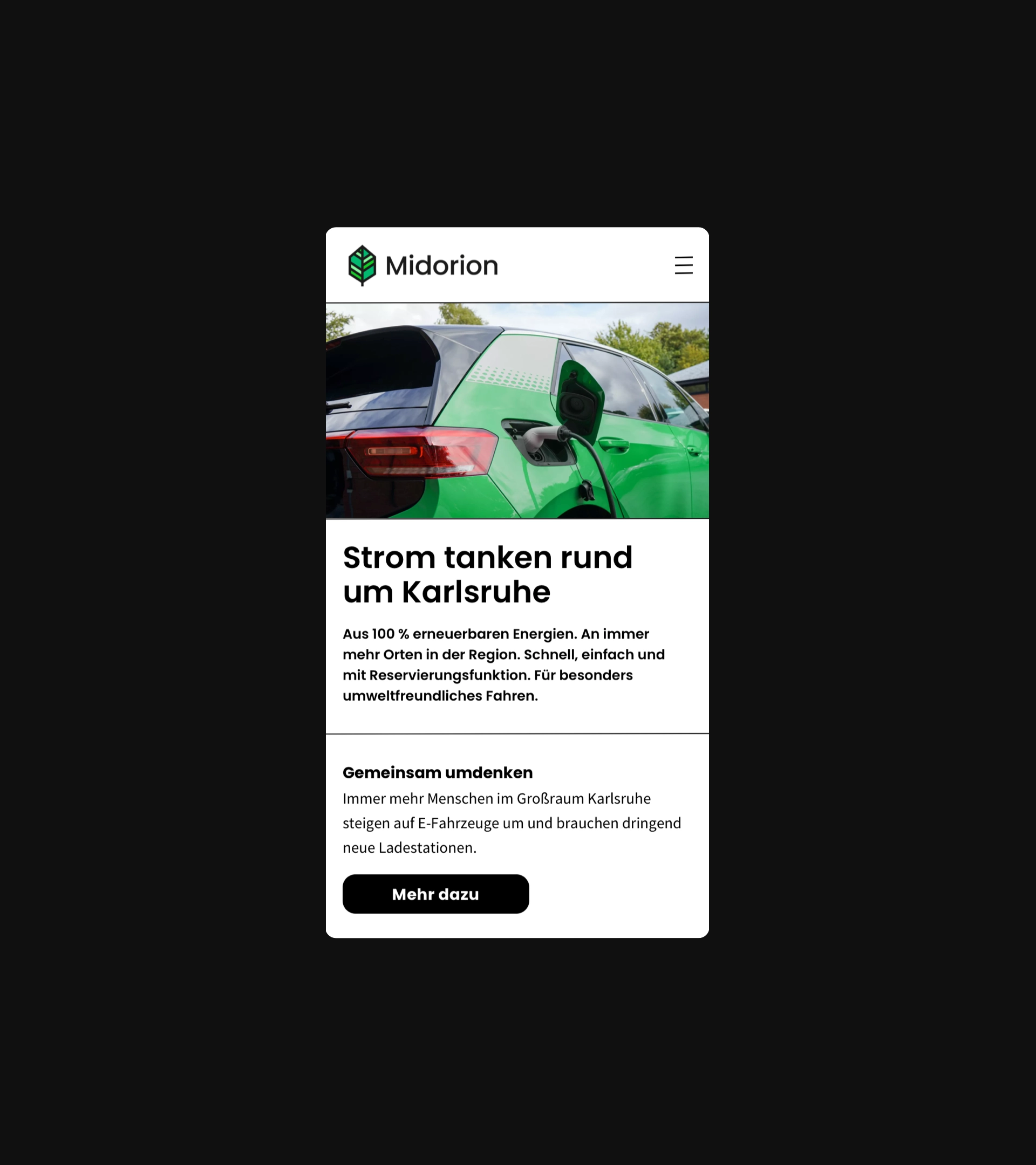 Abbildung: Midorion Website in einer Responsive Ansicht Mobile
